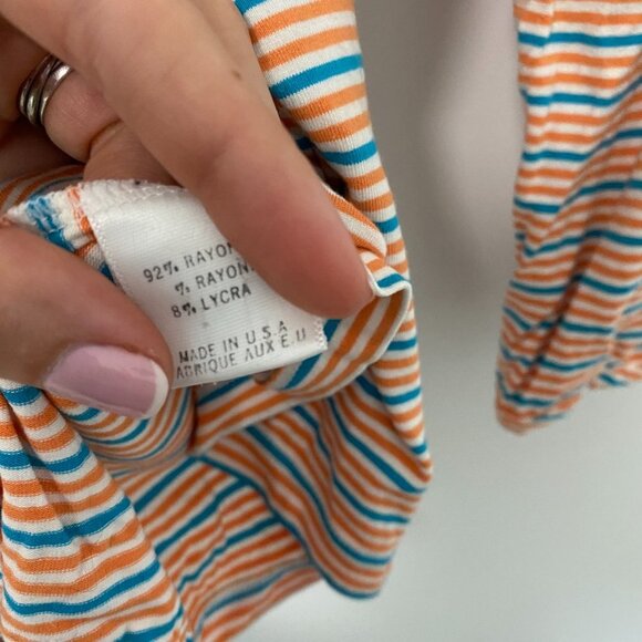 Theory Orange & Blue Striped Top Size Medium - Picture 3 of 4